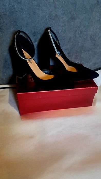 Women Heels Black Suede 37