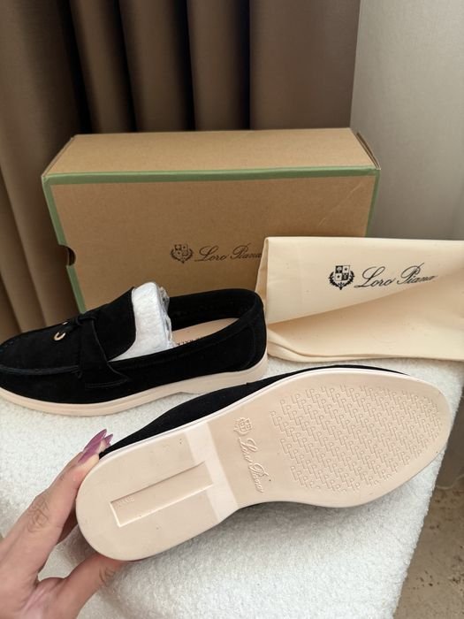 Herren Loro Piana Slipper Schwarz Wildleder 37