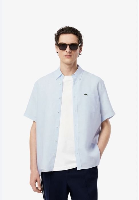 Men Lacoste Shirt Navy Cotton 42