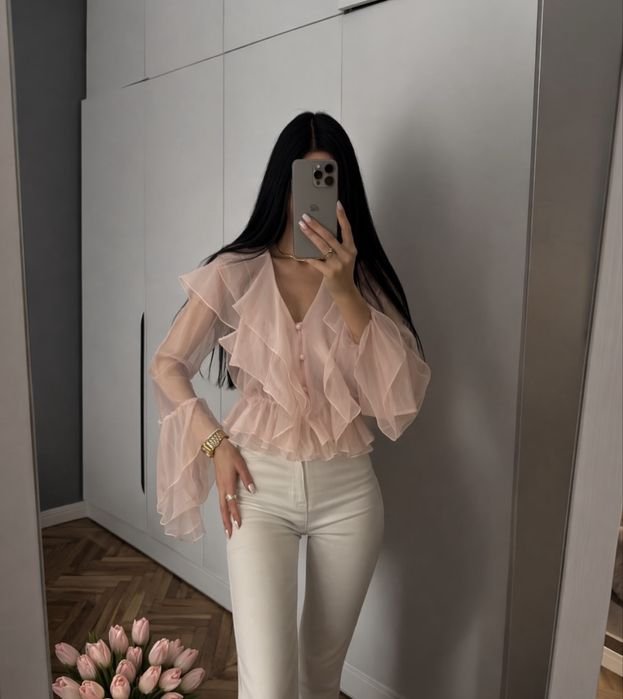 Femme Chemisier Rose Chiffon 46-48