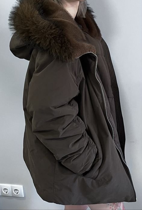 Herren Winterjacke Khaki mit Fell 38