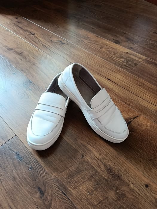 Damen Loafers Weiß Leder 39