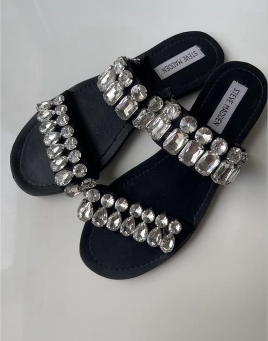 Women Steve Madden Slippers Black Leather 39