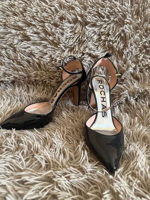 Damen Rochas Absätze Schwarz Leder 37.5