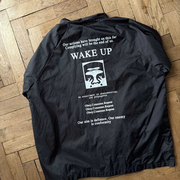 Uomo Obey Giacca Coach Nera Nylon 40