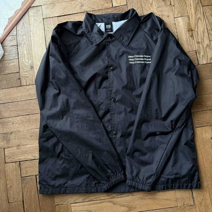 Uomo Obey Giacca Coach Nera Nylon 40