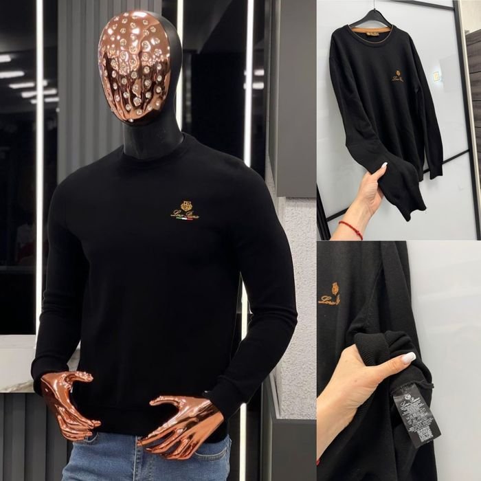 Uomo Loro Piana Maglione Nero 40
