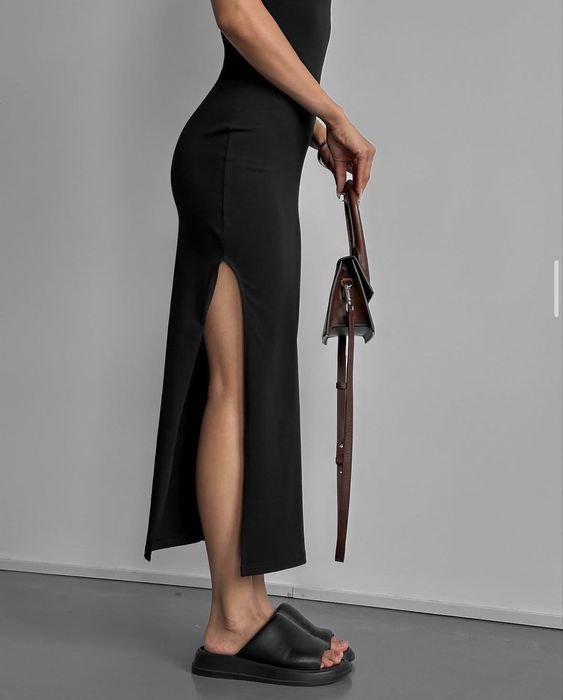 Женское Платье Чёрное Хлопок 34