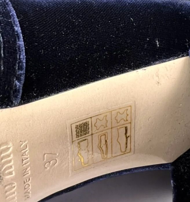 Women Miu Miu Heels Navy Leather 37.5