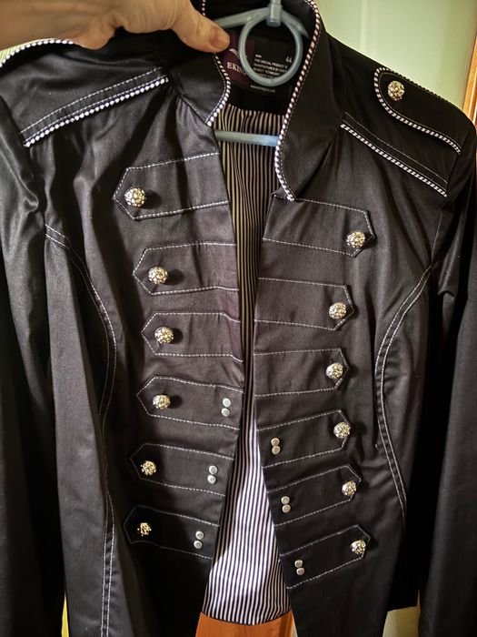 Женский Стильный Пиджак Чёрный Бавовна 38