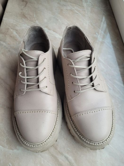 Damen Lederstiefel Beige 35