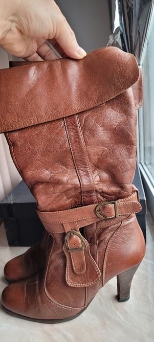 Damen Lederstiefel Braun 35