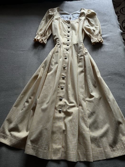 Damen Vintage Kleid Gelb Baumwolle 40