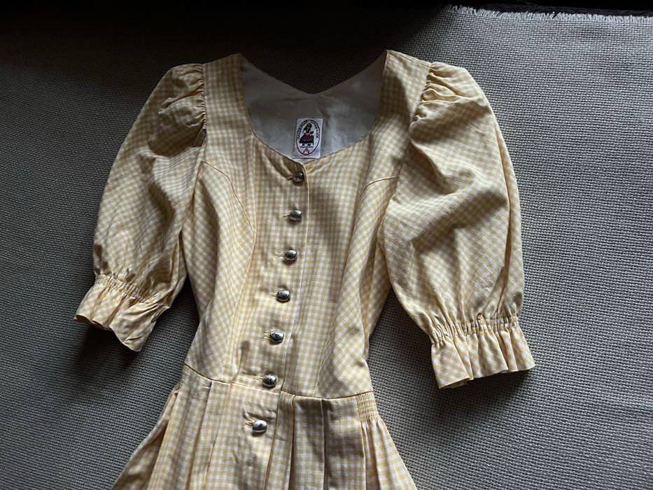 Damen Vintage Kleid Gelb Baumwolle 40