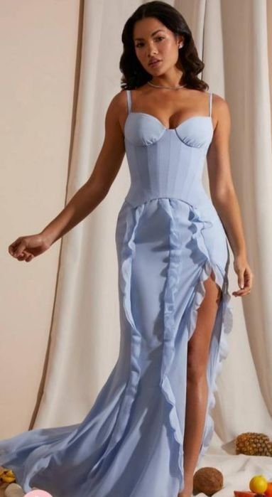 Women Oh Polly Dress Blue Chiffon 38