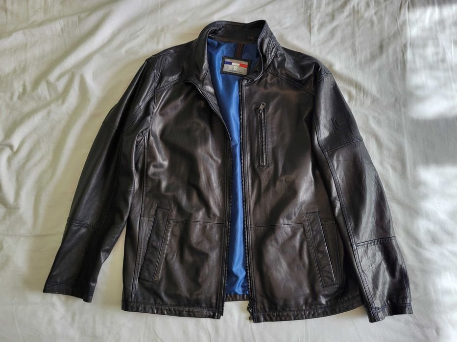 Herren Pierre Cardin Lederjacke Schwarz 42