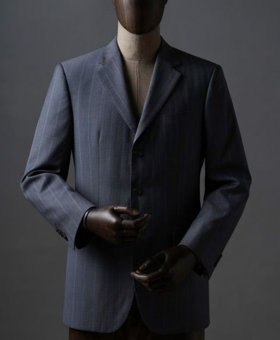 Men Prada Blazer Blue Grey Wool 48