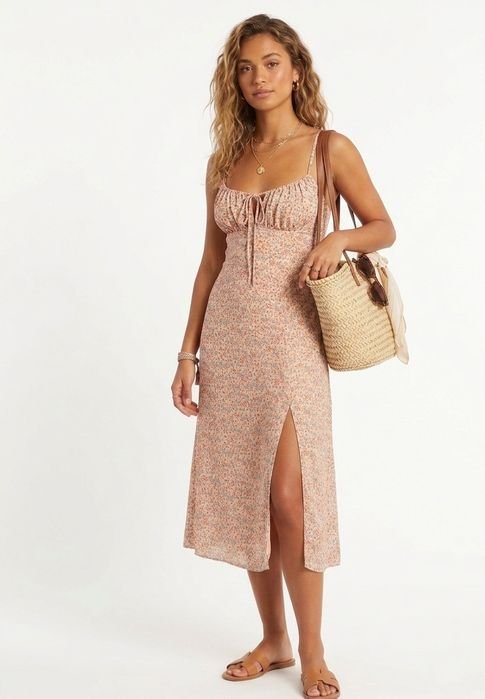 Donna Abito Beige Chiffon 42