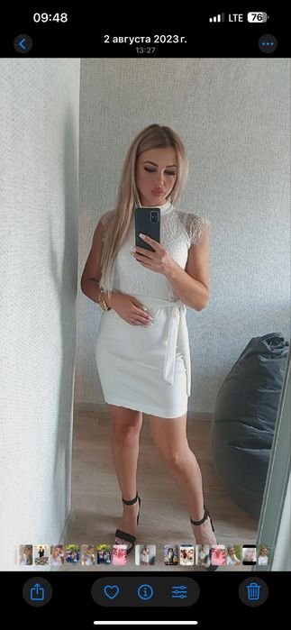 Women Dress White Lace 44