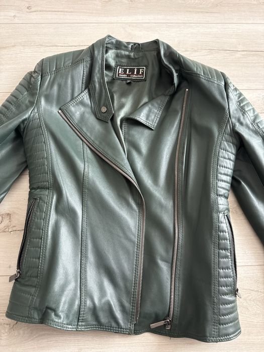 Uomo Giacca in Pelle Verde 36