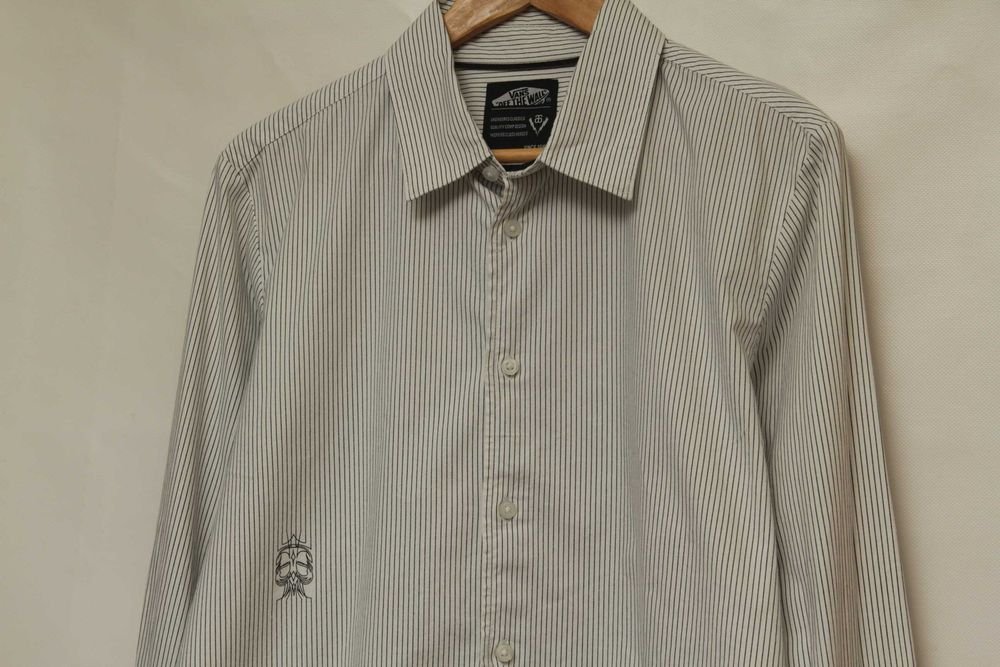 Men Vans Shirt White Cotton 38