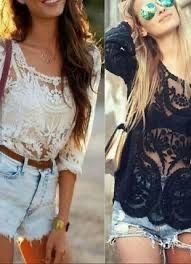 Donna Camicia Nera Pizzo 40