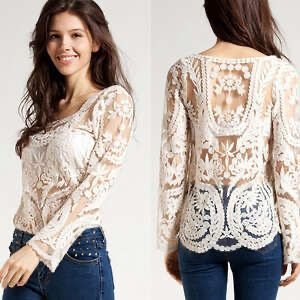 Donna Camicia Nera Pizzo 40