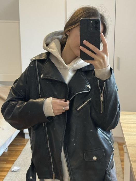 Damen Lederjacke Schwarz 36