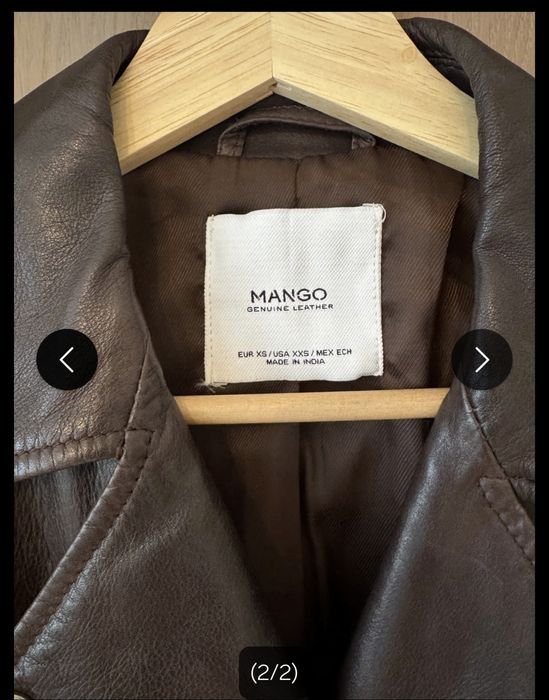 Damen Mango Jacke Braun Leder 34