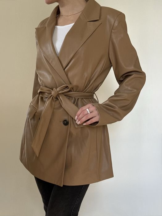 Damen Reserved Blazer Braun Kunstleder 34