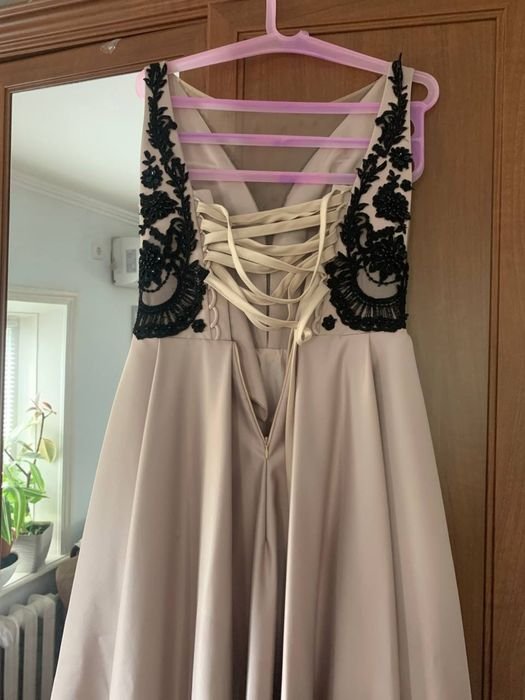 Women Dress Beige Satin One size