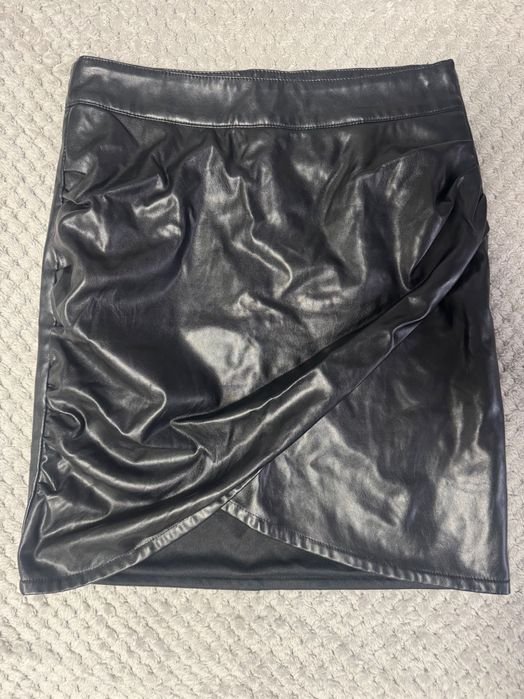 Damen Rock Schwarz Leder 34