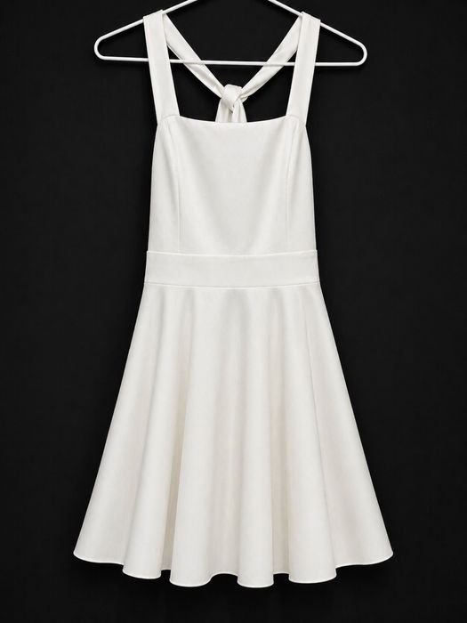 Damen Kleid Weiß Satin 34