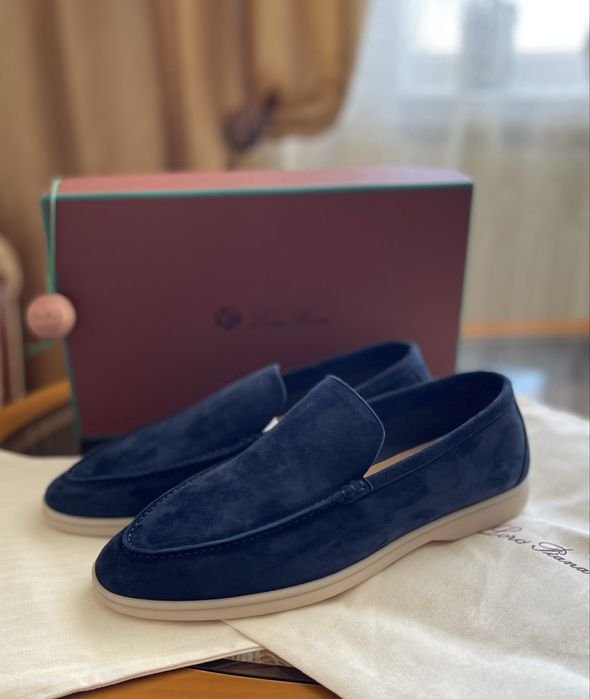 Uomo Loro Piana Mocassini Blu Navy Suede 43