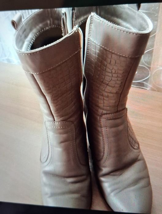 Damen Stiefel Beige Leder 37