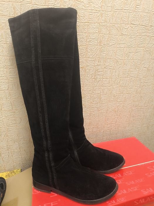 Женские Чёрные Замшевые Ботинки 40