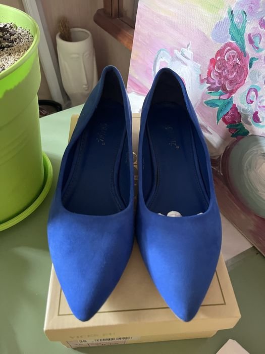 Damen Absatzschuhe Marine Kunstleder 37