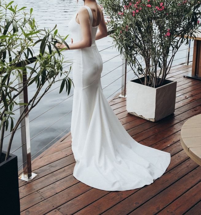 Damen Hochzeitskleid Weiß Satin 36 / S / 44