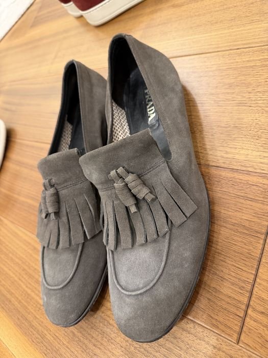 Men Prada Loafers Grey 44