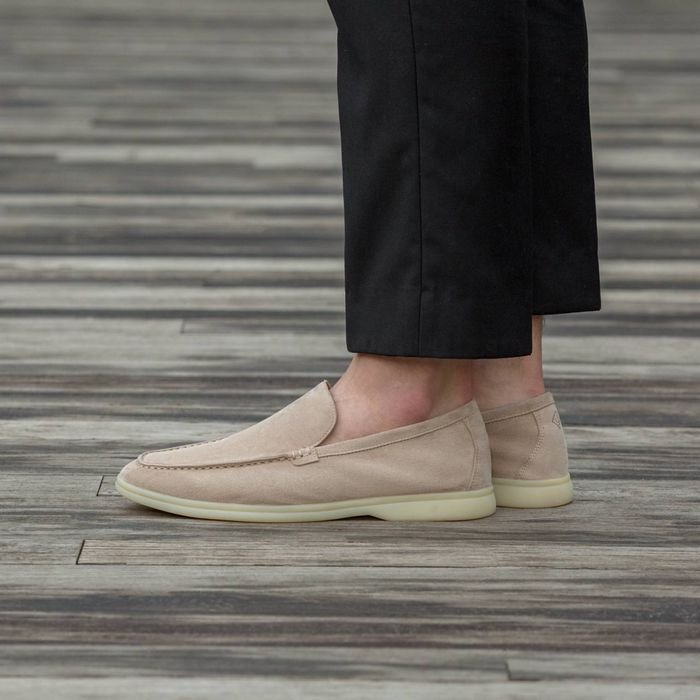 Femme Loro Piana Mocassins Beige Suède 42