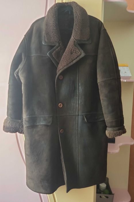 Herren Braun Lammfellmantel Eco-Leder L-XL