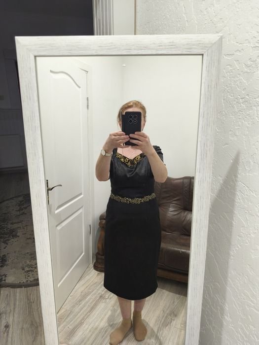 Damen Kleid Schwarz Anderes Material 38