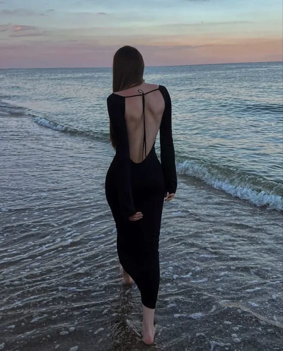 Women Dress Black Viscose 34
