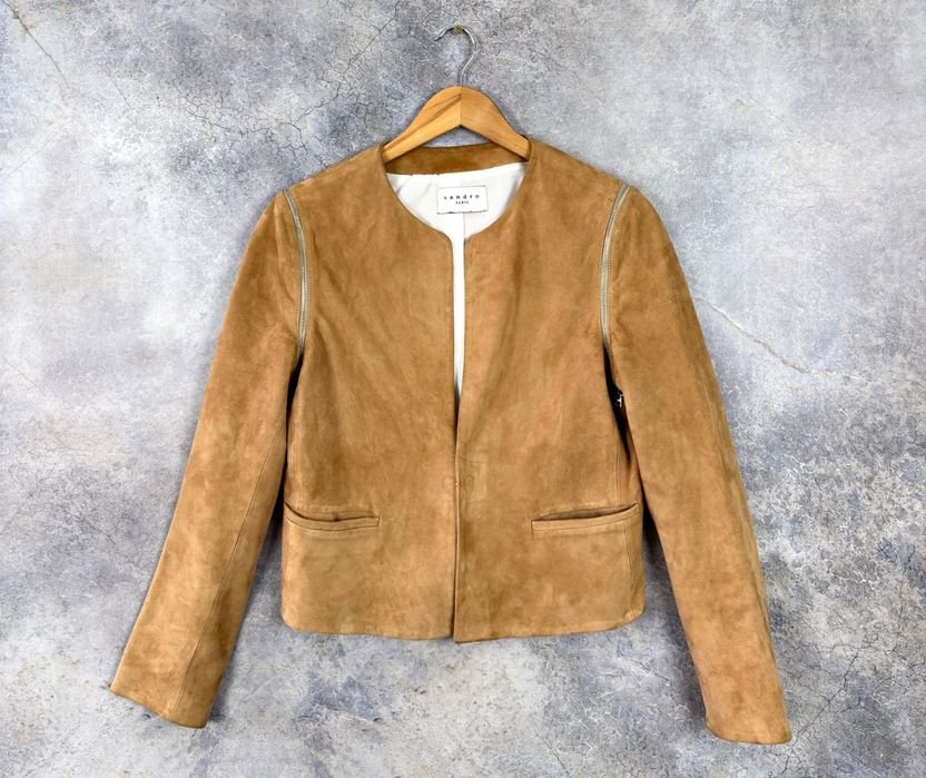 Femme Sandro Paris Gilet Marron Cuir 3
