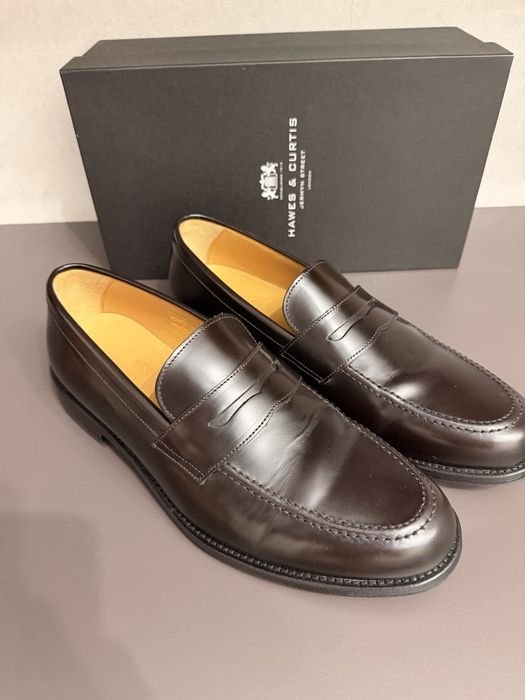 Herren Hawes&curtis Slipper Braun Leder 43.5