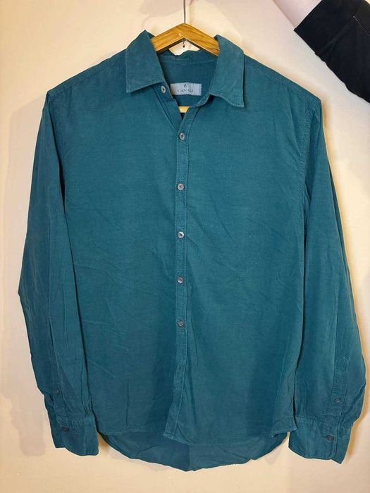 Herren Canali Hemd Grün Baumwolle 40