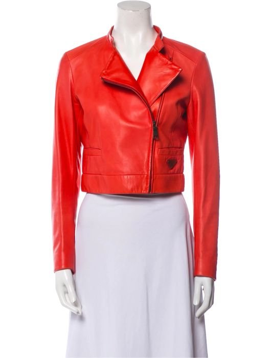 Damen Prada Lederjacke Rot IT 40