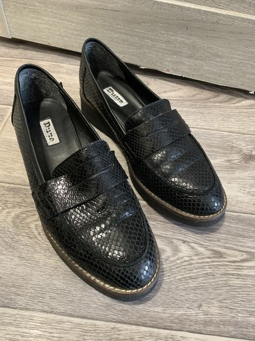 Women Dune Loafers Black Leather 38