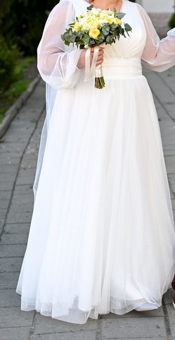 Robe de Mariée A-line Blanche Satin 54-56