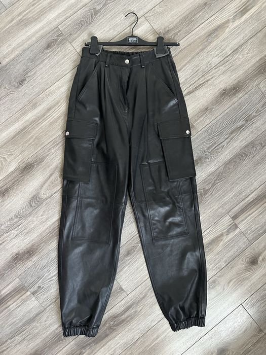 Women Moschino Trousers Black Leather Other